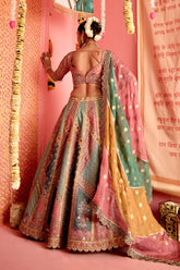 Multi Colored Tissue Patch Work Designer Lehenga